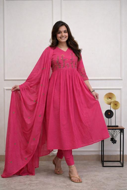 Jaipuri anarkali 3pcs kurtis wholesale in surat